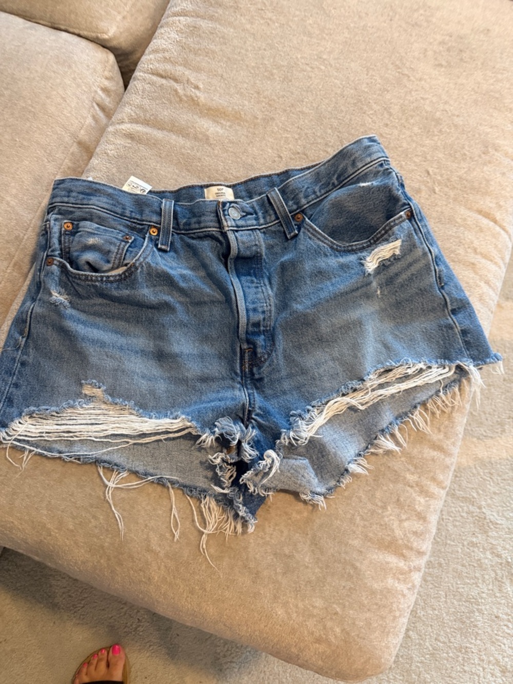 Levi's Distressed Cutoff Denim Shorts - Blue